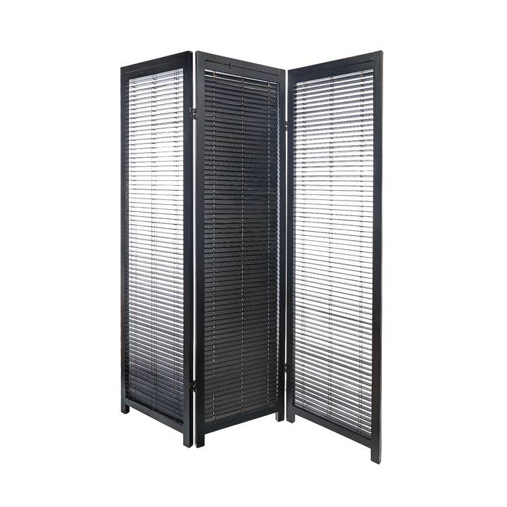 3 Panel Adjustable Wooden Shutter Screen Black for wholesale on Faire0