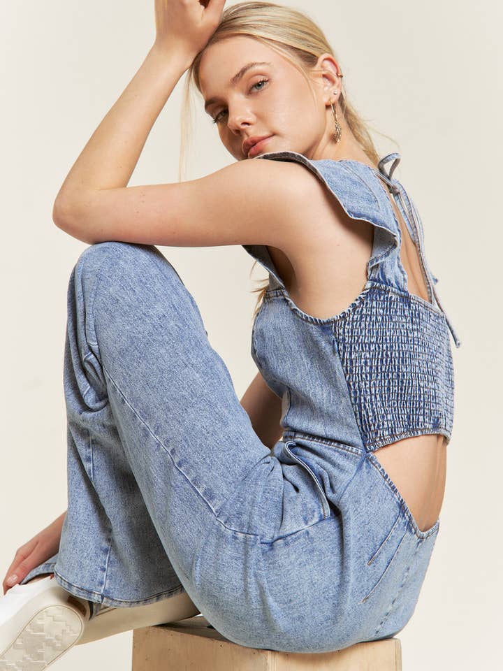 DENIM TUTA IN DENIM INCRESPATO JJS5035 in vendita all'ingrosso su Faire7