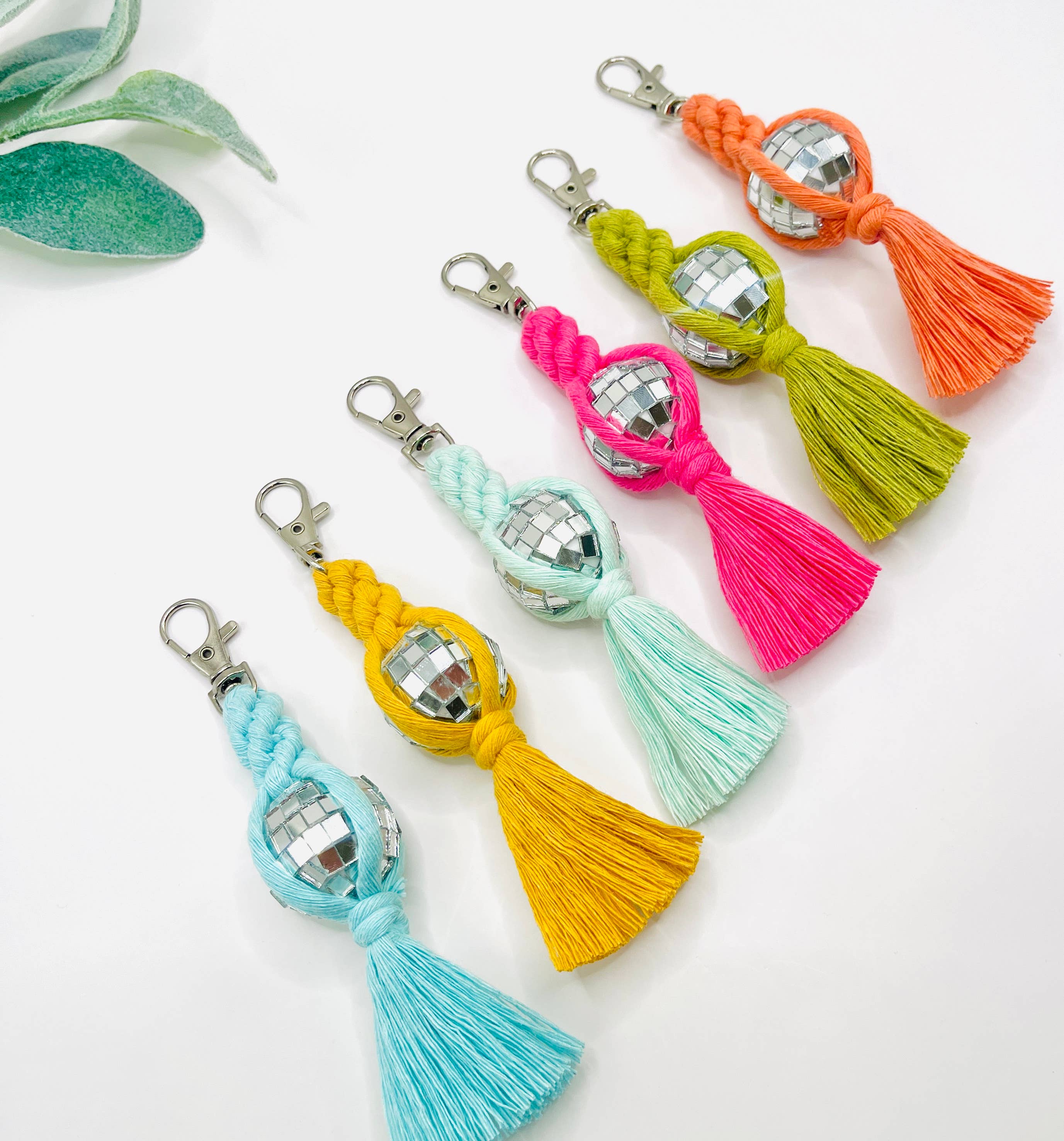 MarissaDDesigns - Wholesale Keychain - Women's - Vibrant Macrame Disco ball Keychain | Handmade | Groovy Gift1