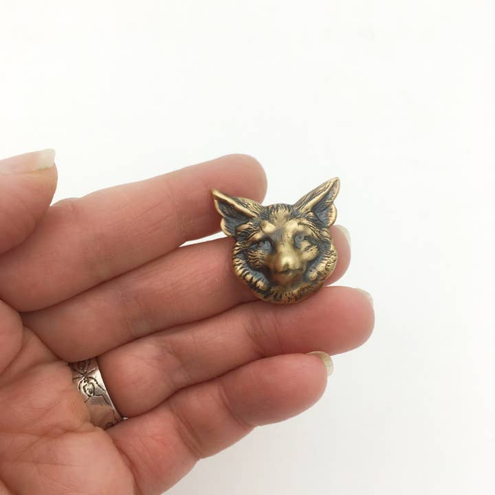 Metal Cloth & Wood – alfinete de lapela por atacado – Pin ou broche de raposa de latão dourado
