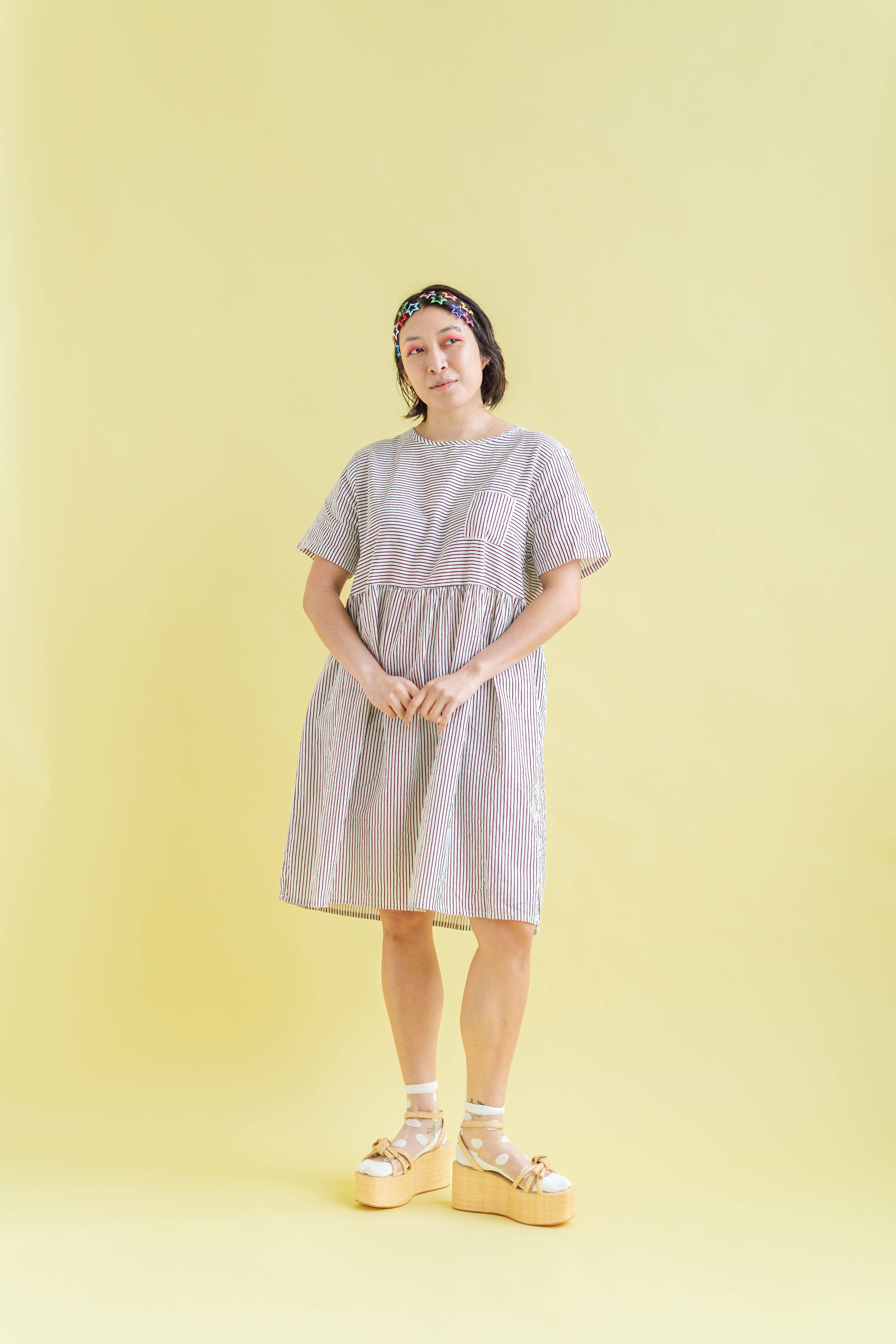 Nettle Studios - Wholesale Dress - Women's - Size Inclusive Plus Size Shirt Dress Pockets Striped Linen7