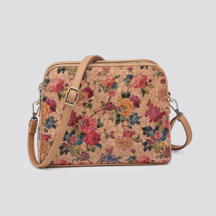 House of Milano - Wholesale Top Handle Bag - Women's - 3145 Cork Triple Compartment Crossbody Bag3