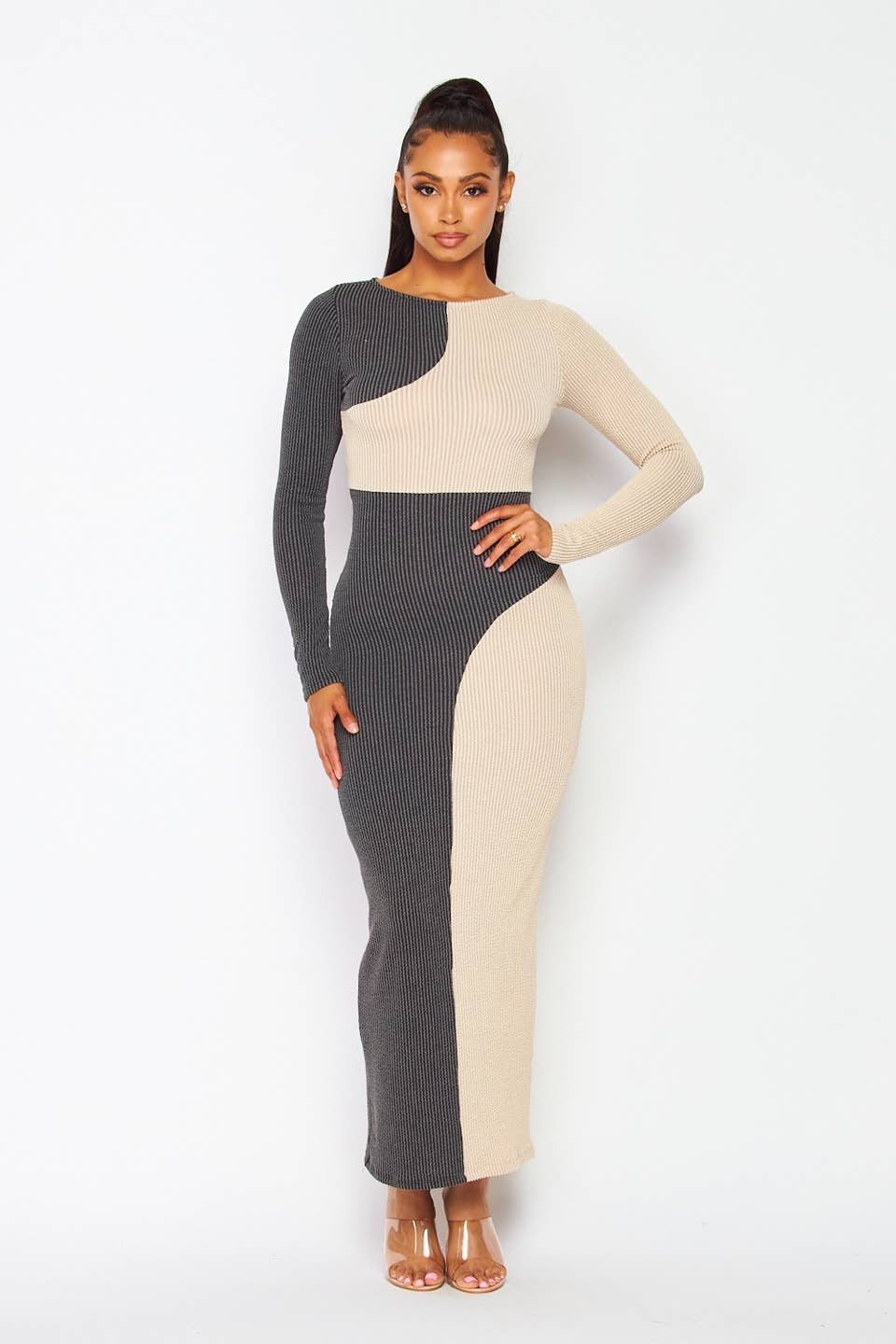 Boswell - Wholesale Dress - Women's - COLOR BLOCK MAXI DRESS1