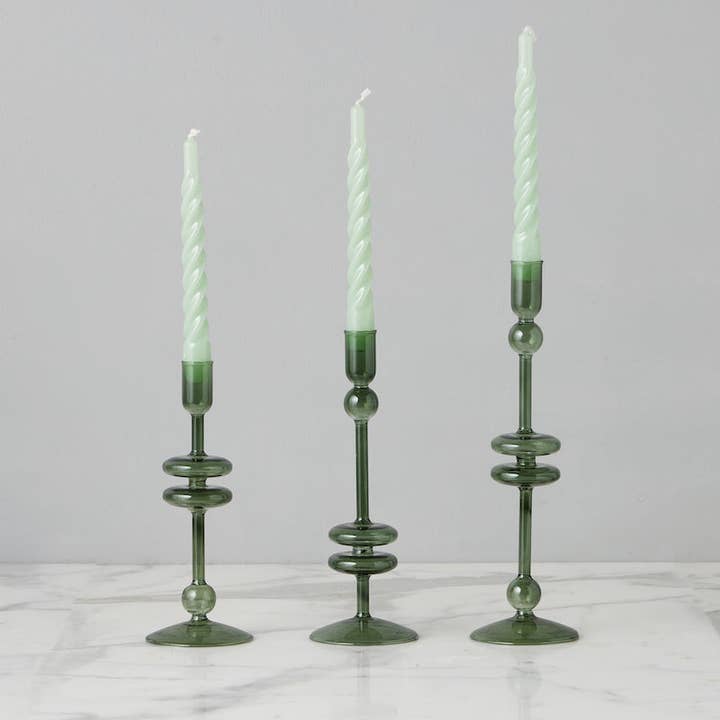 etúHOME - Vendita all'ingrosso Portacandele - Coppia di Candelabri in Vetro, Medi, Smeraldo3