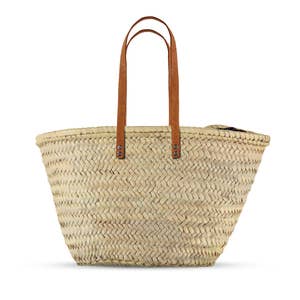Straw Travel bag French Baskets handle Camel handmade leather goods |  French Baskets
