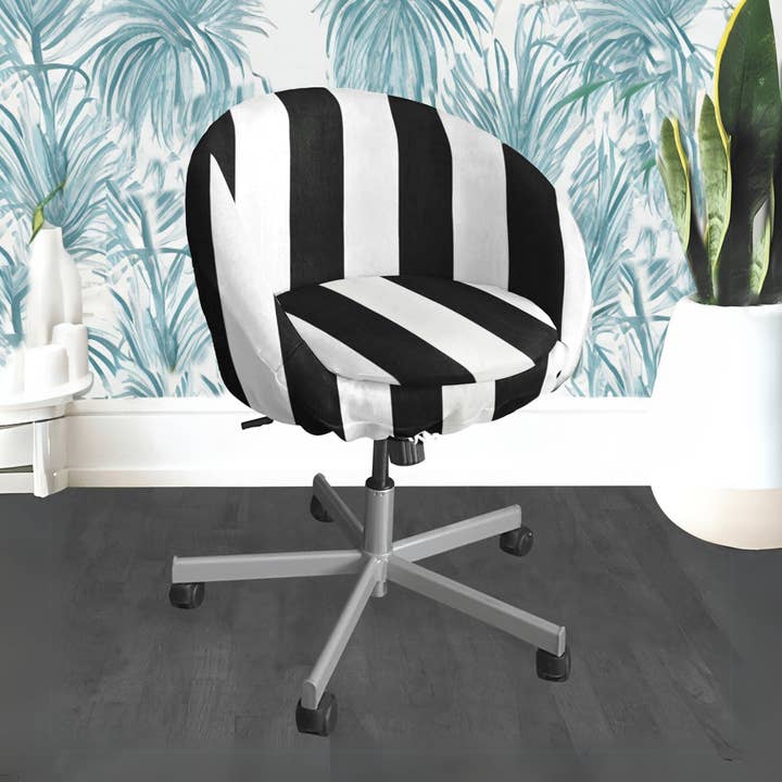 Rockin Cushions - Wholesale Chair/Sofa Slipcover - Black and White Cabana Stripe Slip Cover, Compatible with IKEA SKRUVSTA