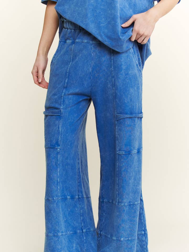 J.Her - Wholesale Pants - Women's - BEST Mineral Wash Wide leg Cropped pants HP5524