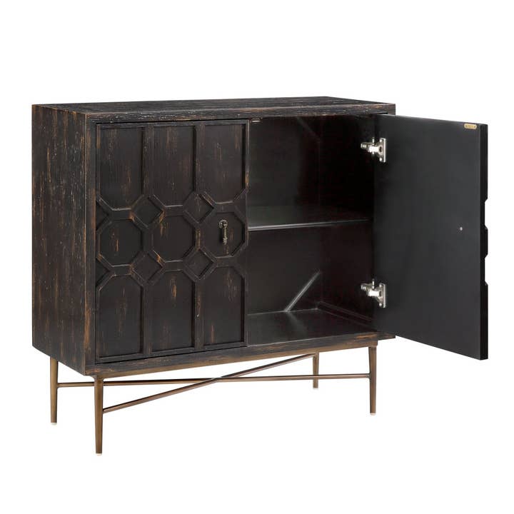 Olliix - Wholesale Cabinet - Distressed 2-Door Accent Chest Storage Cabinet, Black *1