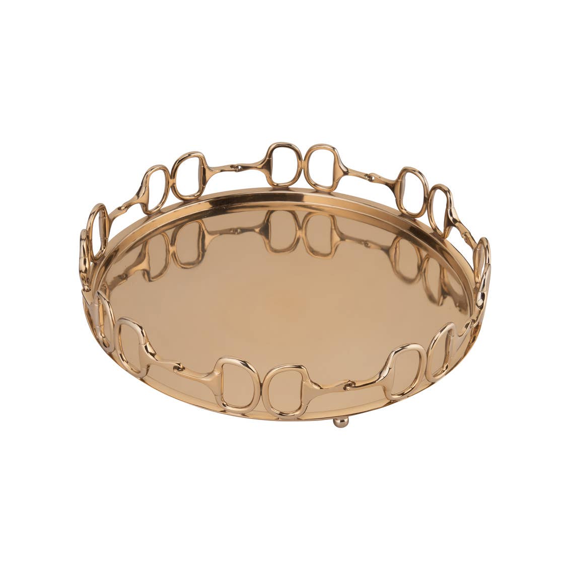 Wildwood - Vente Plateaux décoratifs - Plateau rond en laiton avec étriers - Grand modèle2