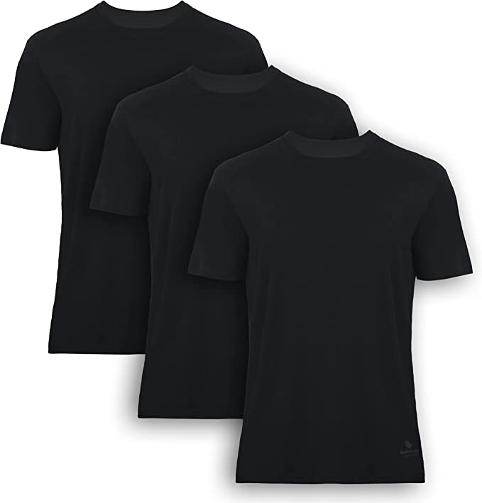 Bambooven - Vente T-shirt – homme - Lot de 3 sous-t-shirts pour hommes à col rond en bambou0