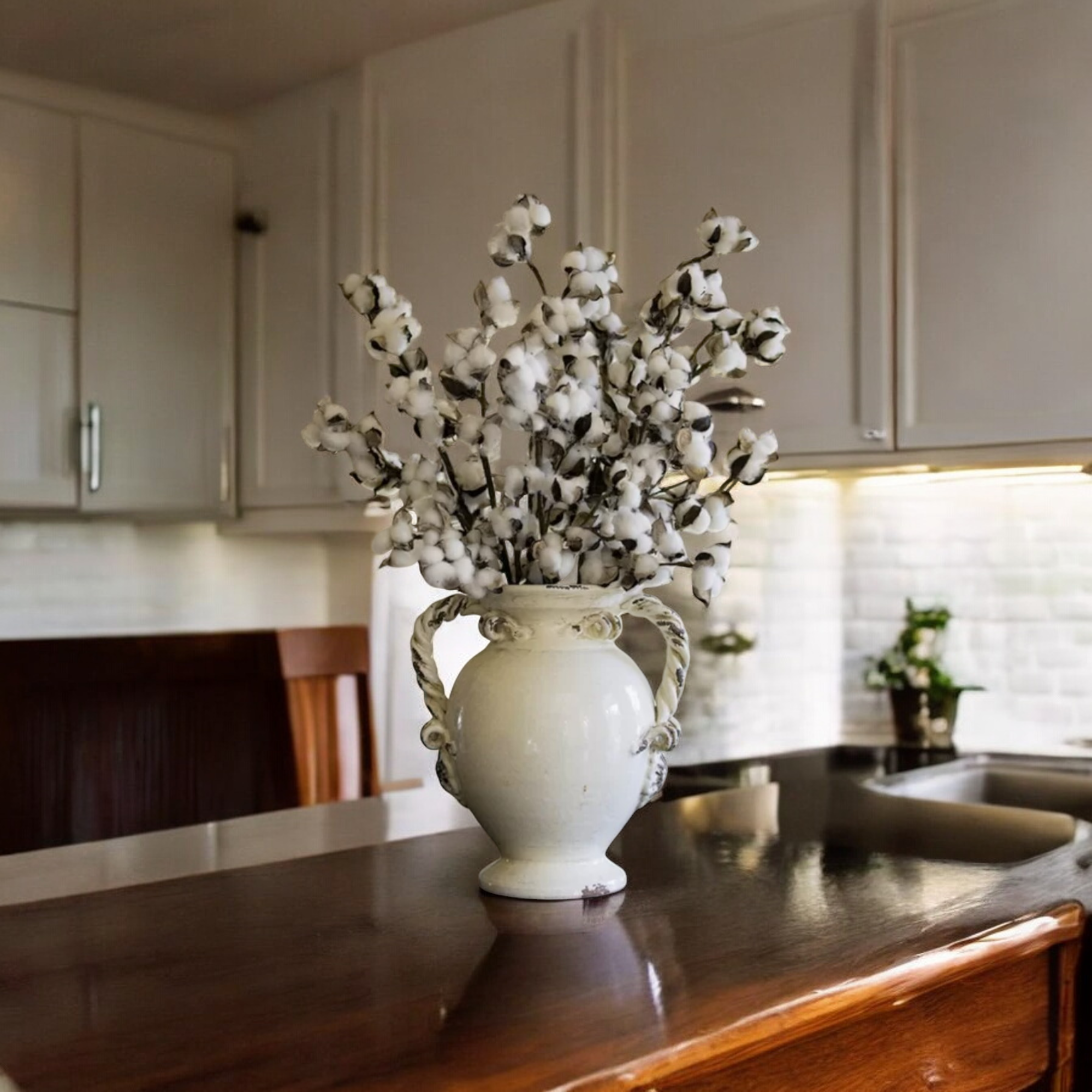 Wilco Home - Wholesale Artificial Flowers - 27.5'' 12 Bolls Cotton Spray4