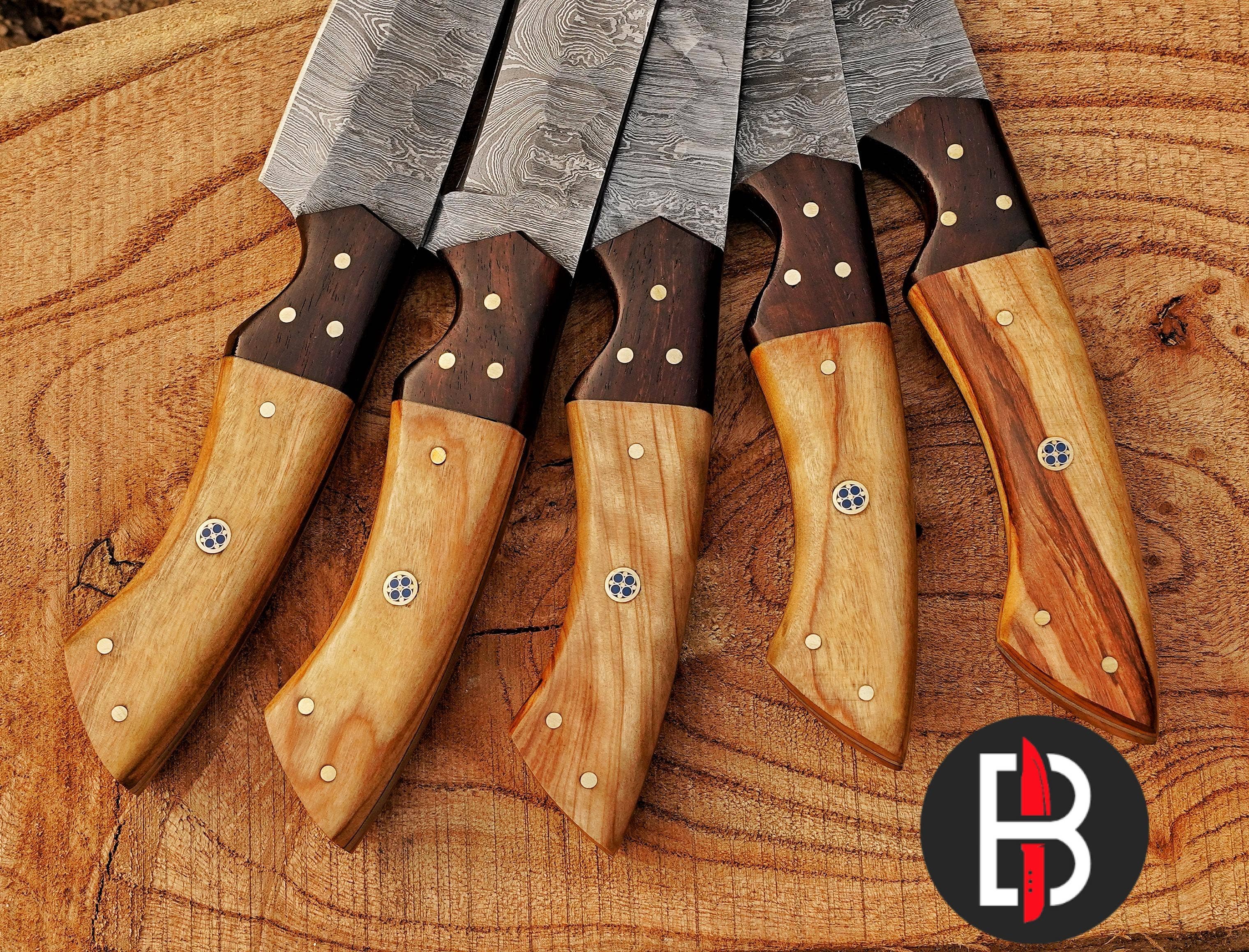 Bravohandicrafts - Wholesale Knife Set - 5 Pcs Damascus Steel Chef Set Handmade BBQ Kitchen Knives3