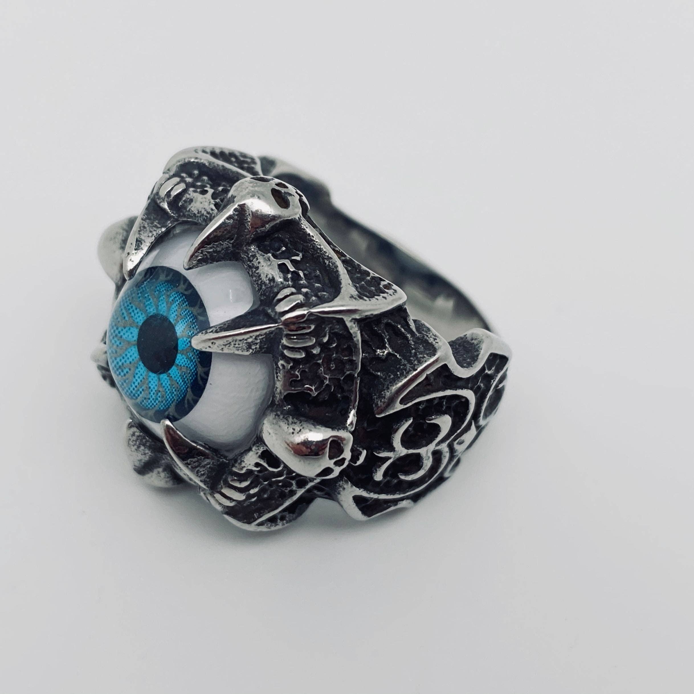 Mio Queena - Wholesale Cocktail/Statement Ring - Death Demon's Eye Stainless Steel Ring Men's Jewelry4