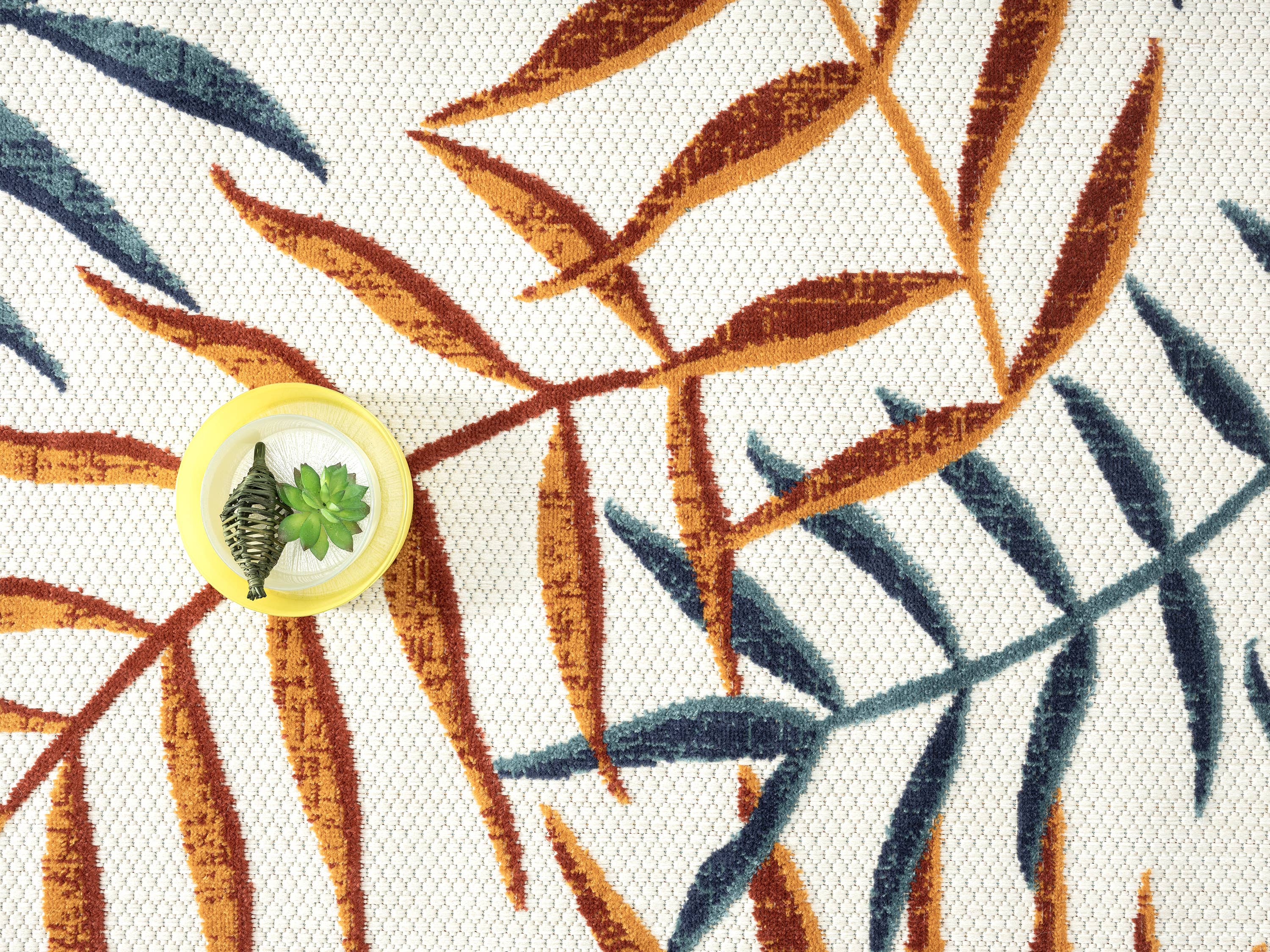 Abani Rugs - Vente Tapis - Tapis d'intérieur/extérieur à feuilles rouges et bleues Abani Hampton5