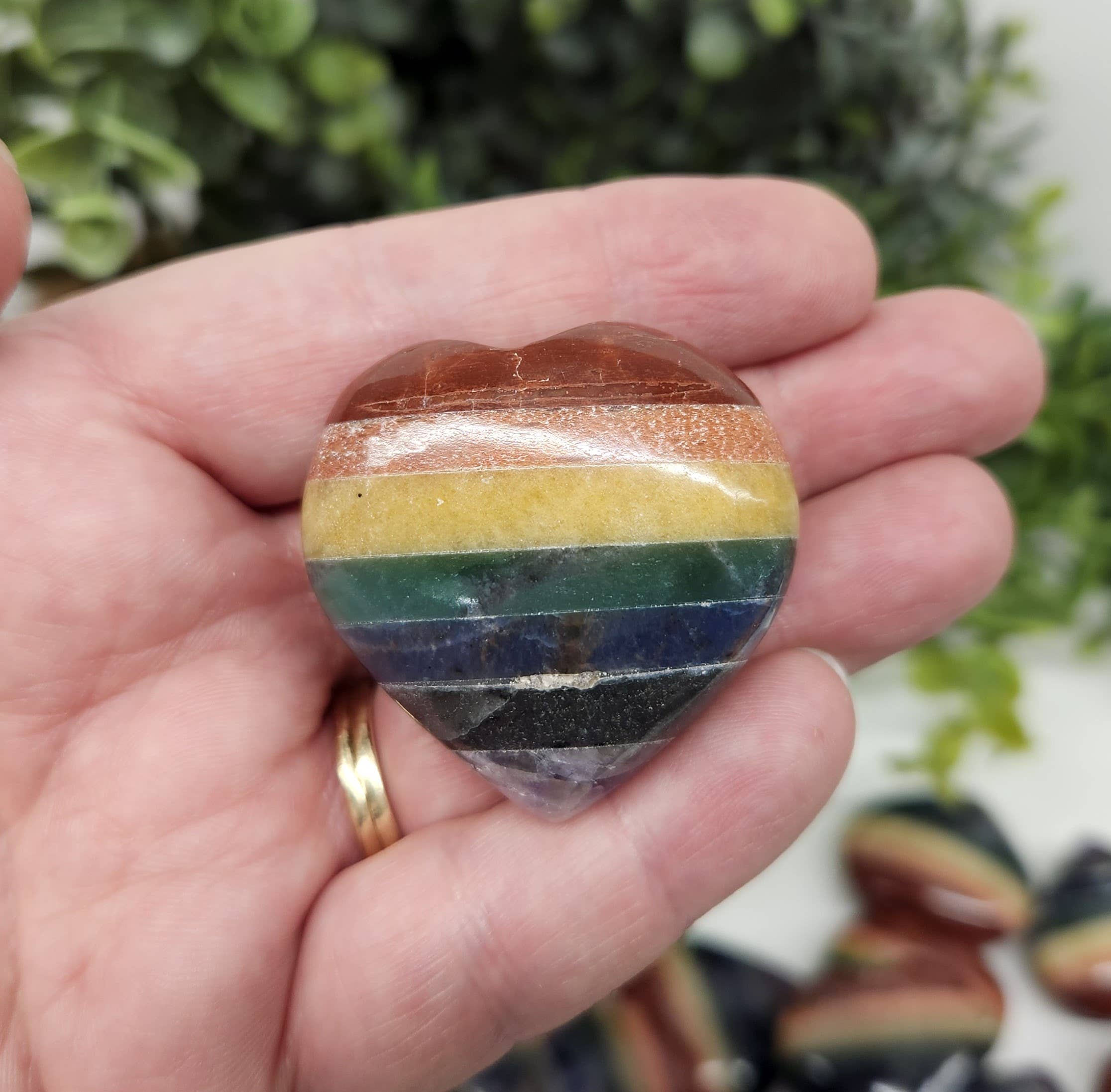 Meraki Gemstones - Wholesale Spiritual Stone/Crystal - Seven Chakra Hearts Bonded- 0.5 KG/1.1 lbs (40x40x20mm)3