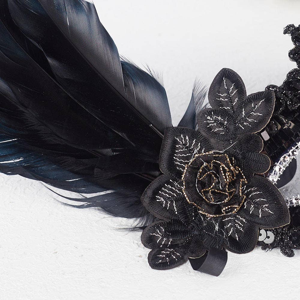 Factory Direct Craft - Vente Déguisement – femme - Masque Demi-Visage à Paillettes et Plumes - Choisir la Couleur2