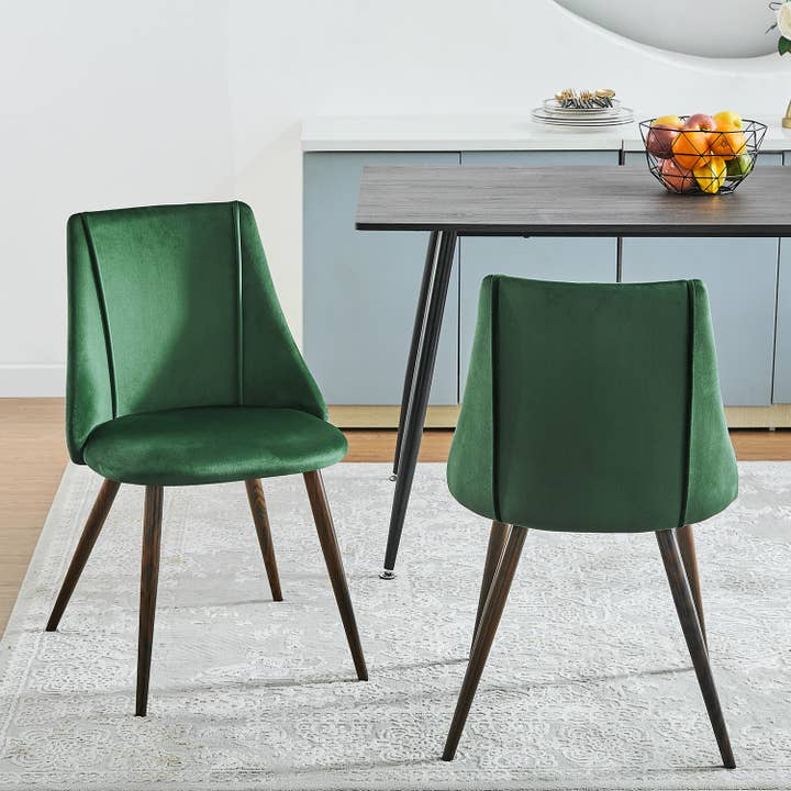39F Inc. - Wholesale Chair - Smeg Side Dining Chair Velvet Upholstery-Green