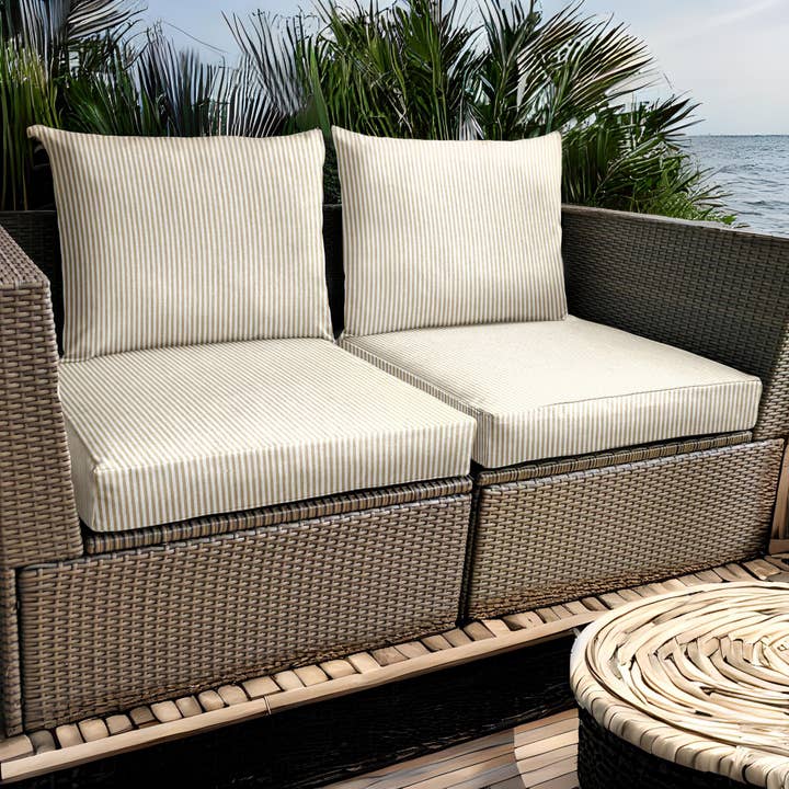 REMOVED BRAND – wholesale Överdrag till stol/soffa – IKEA Beige Stripe Outdoor Slip Cover, Kompatibel med IKEA Arholma Kuddarna4