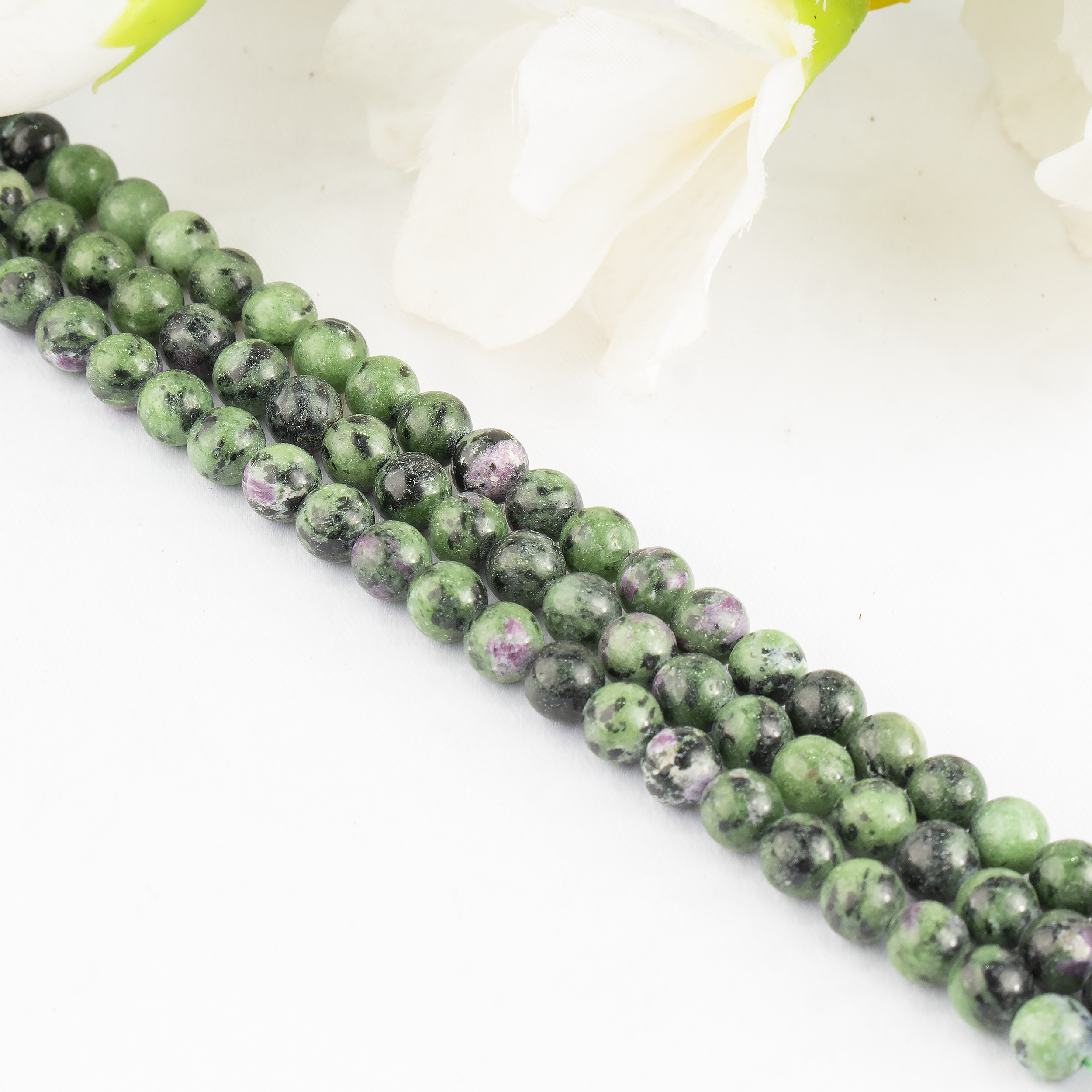 Soothing Crystals Beads - Vente Perle - Perles Rondes en Cristal | Rubis Zoïsite | Perles de Pierres de Guérison1