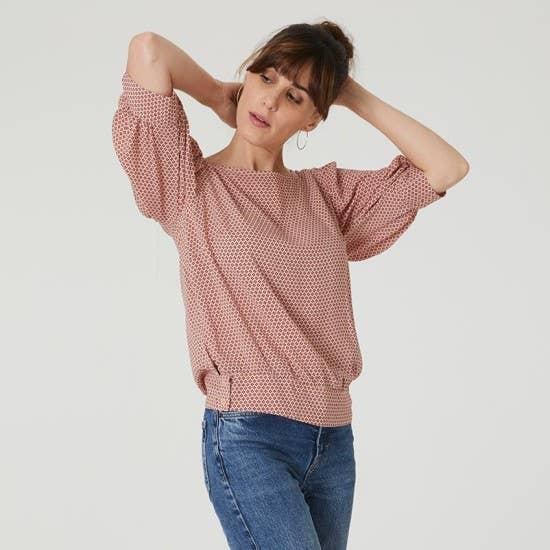 Coralie Bijasson – Kit de costura artesanal por atacado – Molde Ermine - Blusa com mangas largas estilo balloon - tamanhos 34 a 4813