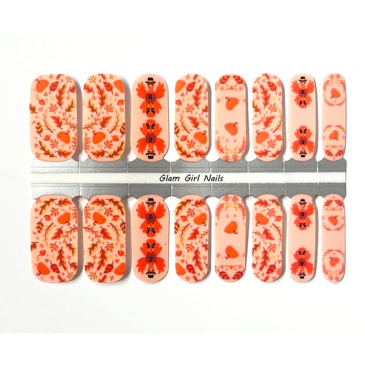 Pilgrim Kalkuner Thanksgiving neglelakstrimler for engroshandel hos Glam Girl Nails