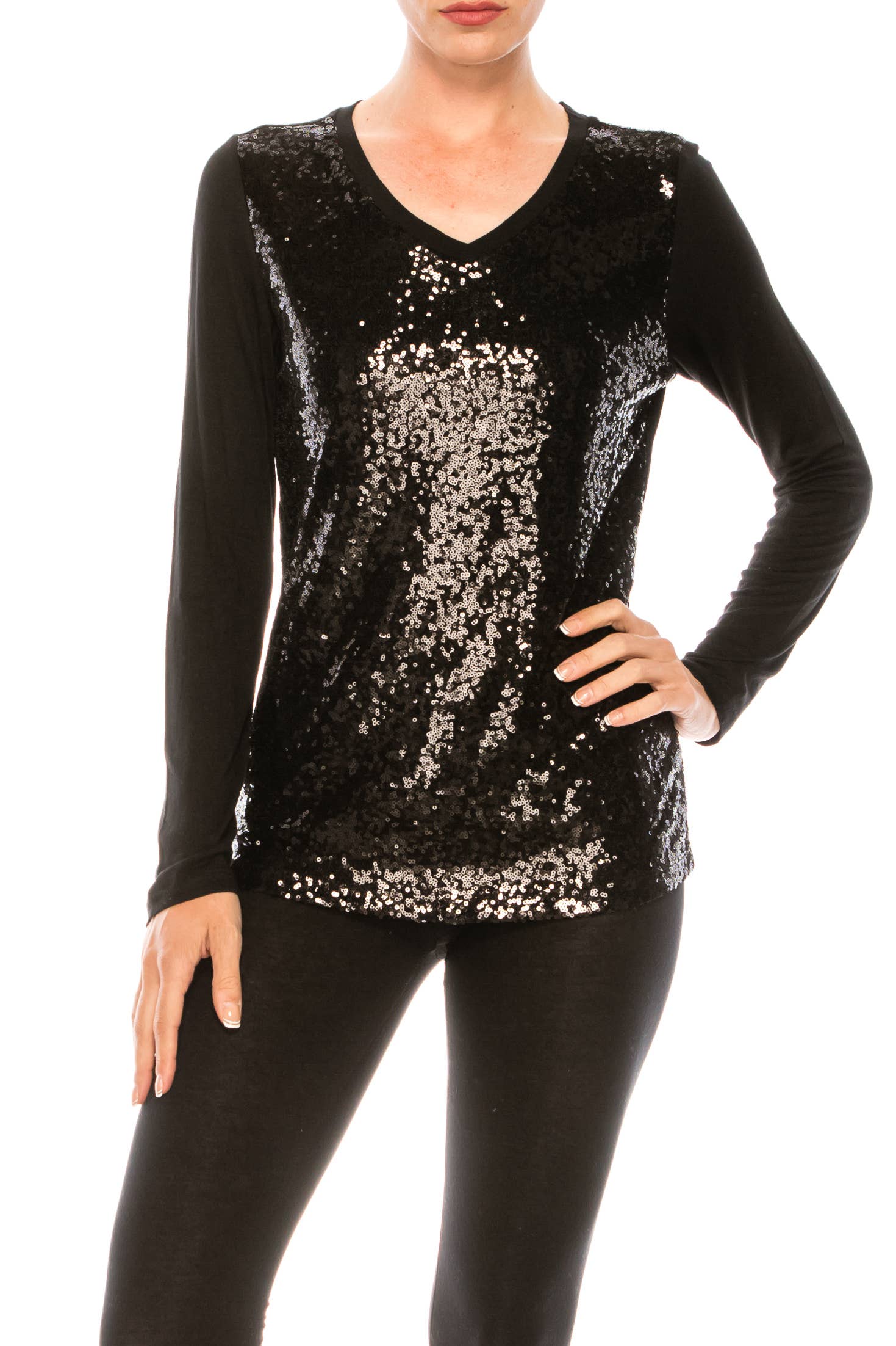 Urban Diction - Wholesale T-Shirt - Women's - Sequin Long Sleeve Shirt2