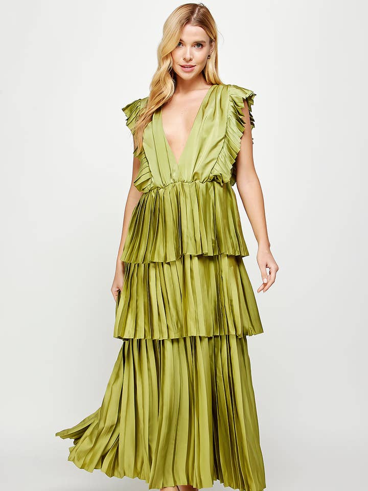 Maxi abito a pieghe senza maniche per la vendita all'ingrosso da parte di Strut & Bolt