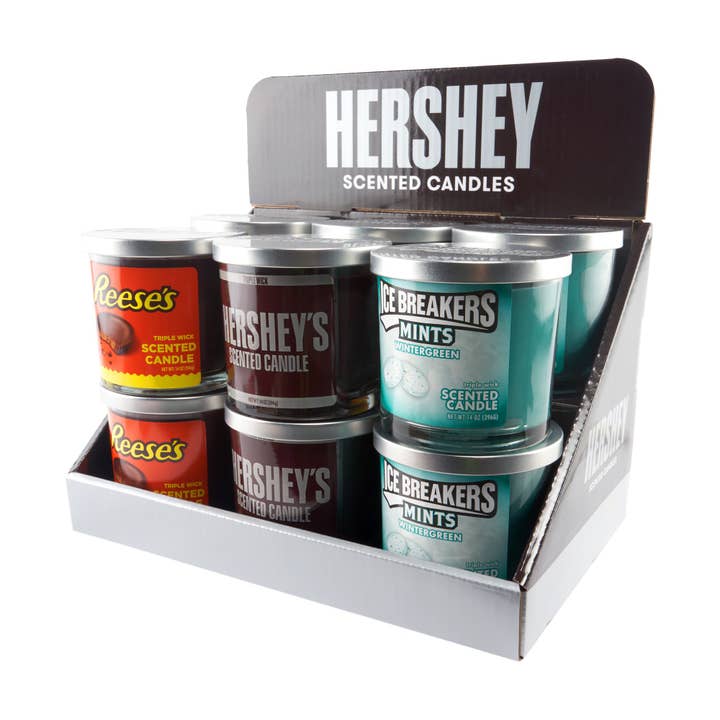 Cannatron - Wholesale Novelty Candle - Hershey’s Assorted Candy Candle Display – 14oz – 9ct2