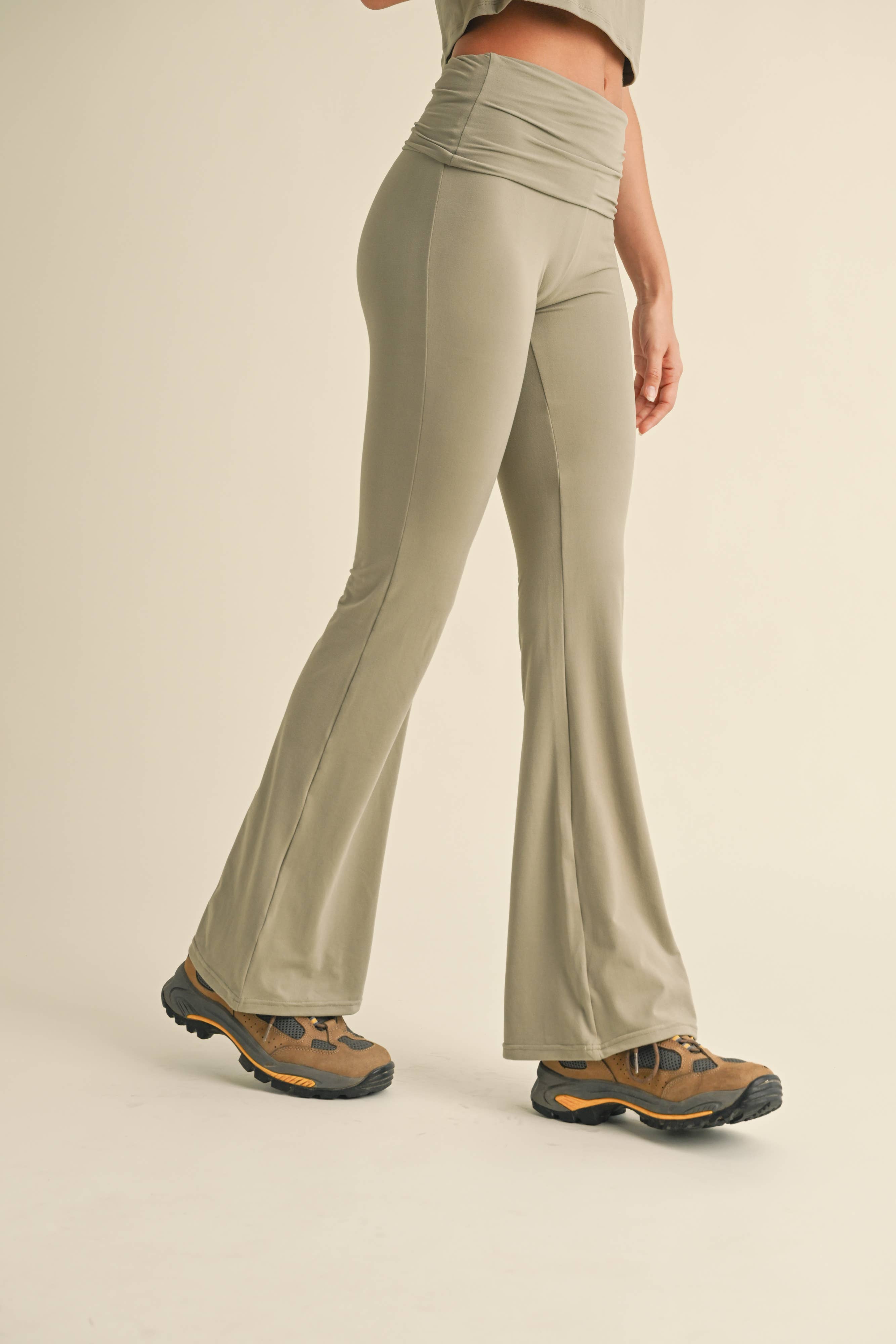 KIMBERLY C - Wholesale Pants - Women's - Soft Knit Foldover Flare Pants13