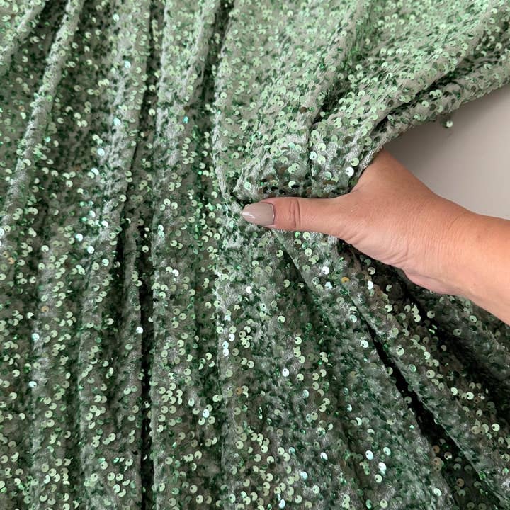 GalaTextile - Wholesale Fabric - Best Price Sequin Velvet Fabric, Stephanie Overlap Sequins With Velvet Fabric Sold by Yard, Sparkly Fabric for Gown, Red, Green, Red, Pink5