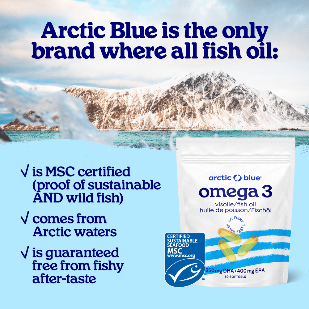 Arctic Blue - Venta al por mayor Suplementos/vitaminas para beber - Aceite de pescado con DHA y EPA - MSC (60 cápsulas grandes)6