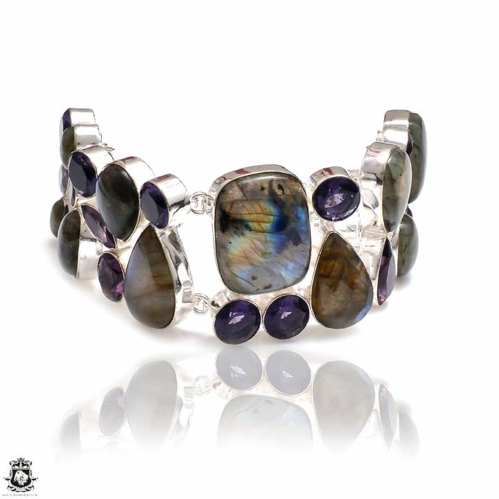 Bracelet en labradorite et améthyste B4119 pour la vente par SARAH DESIGNS JEWELRY