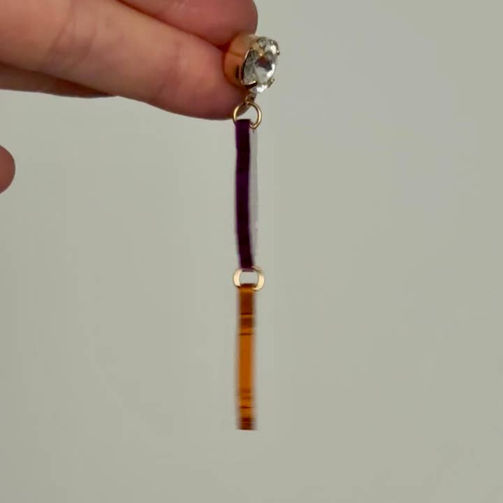 Louie Love - Wholesale Hoop Earrings - Purple & Gold LSU Football Sports Tiger Face Gameday Earring2