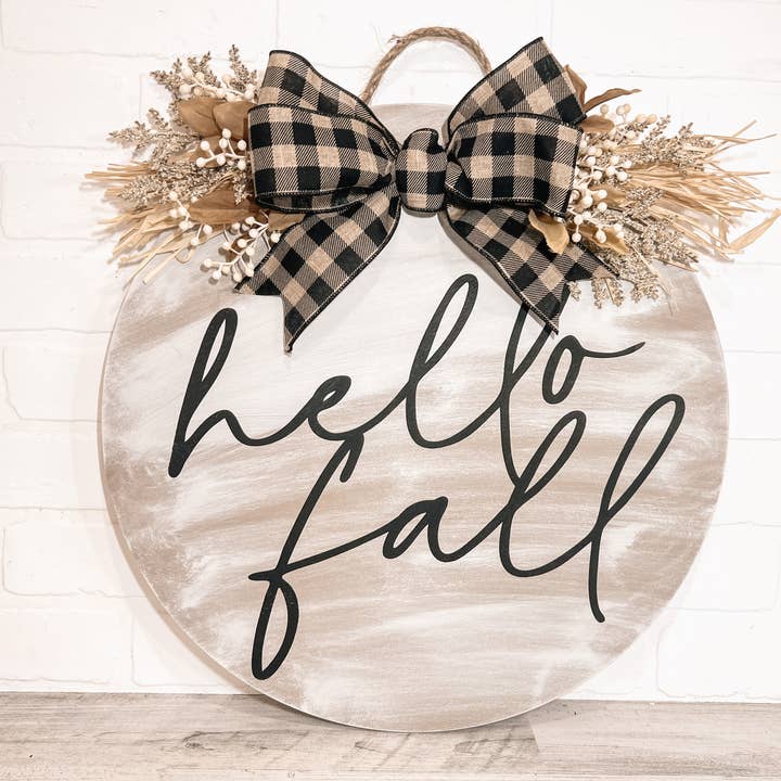 Hello Fall Door Hanger, Fall Wreath, Fall Door Decor, Hi for wholesale by B-Cozy Home Decor