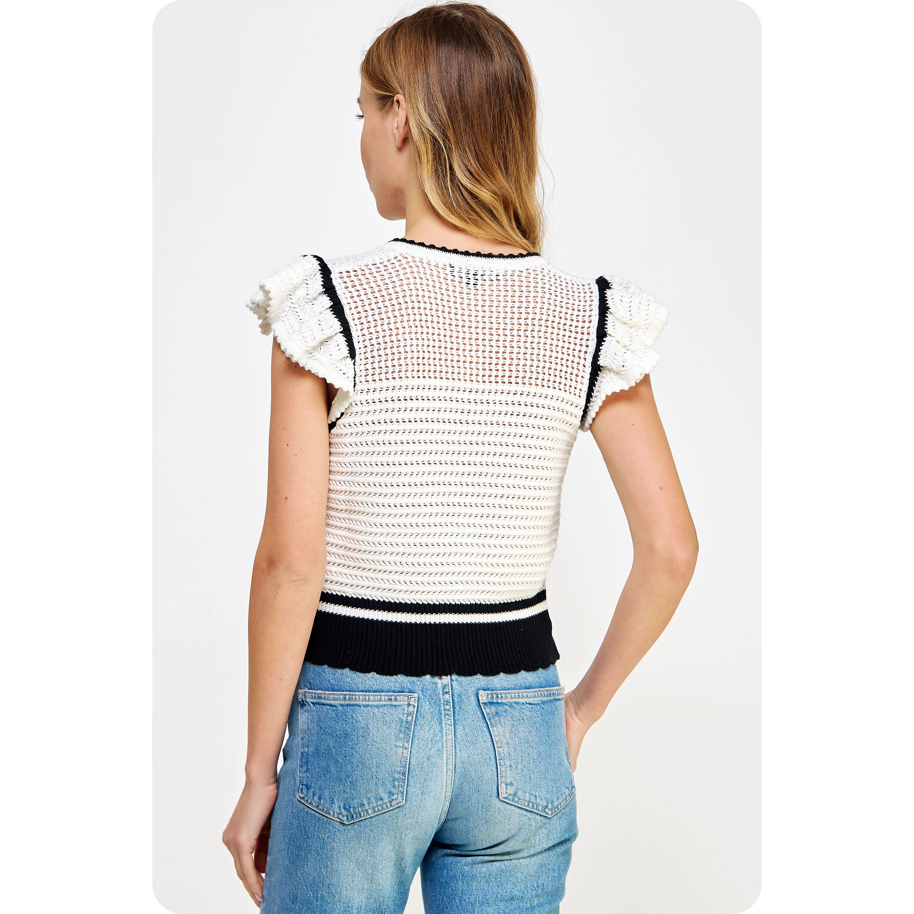 Strut & Bolt - Vente Haut en maille – femme - Haut en tricot à tissage ouvert au crochet3