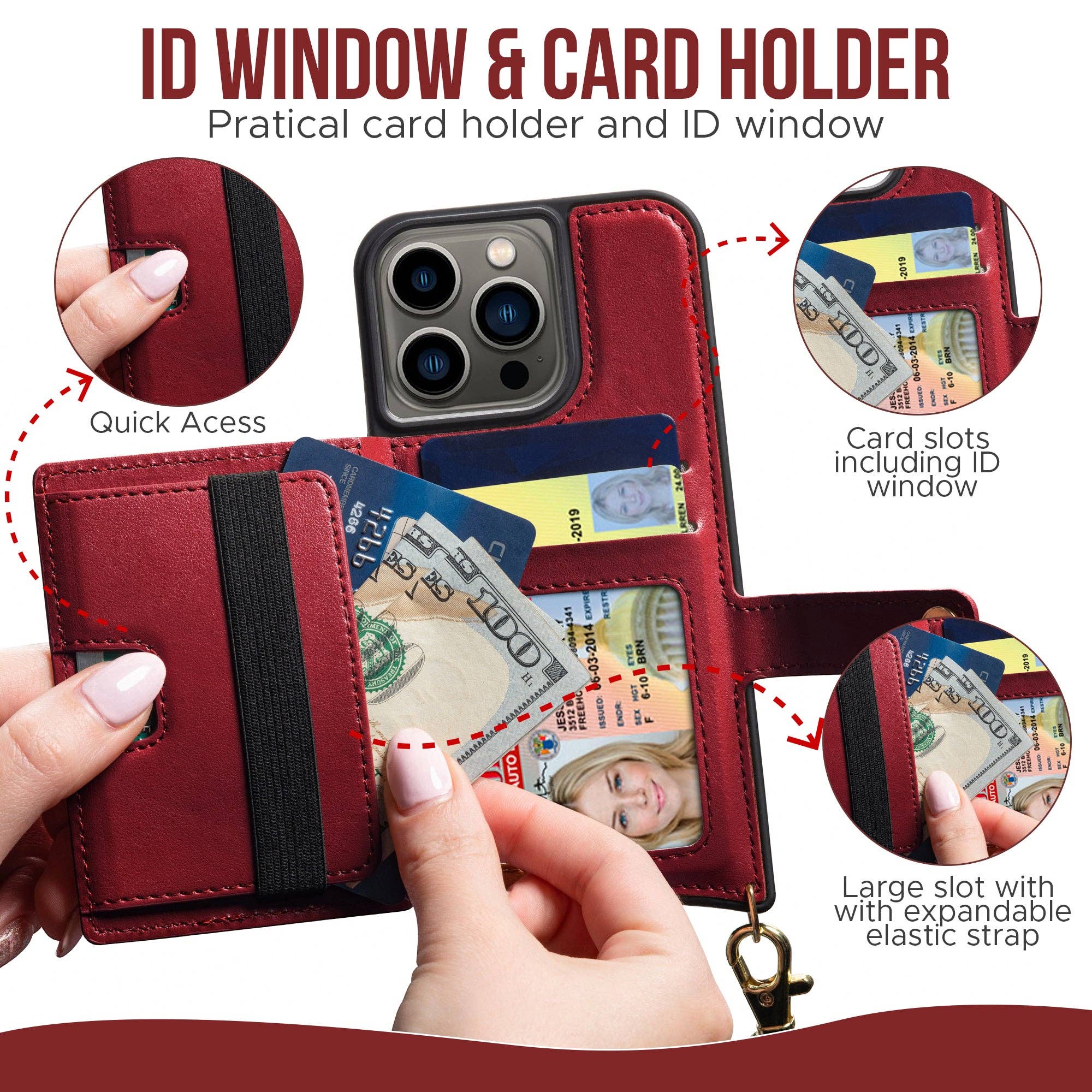 Claasico - Wholesale Phone Wallet - Women's - iPhone 13 - Crossbody Cell Phone Faux Leather Wallet w/Credi8