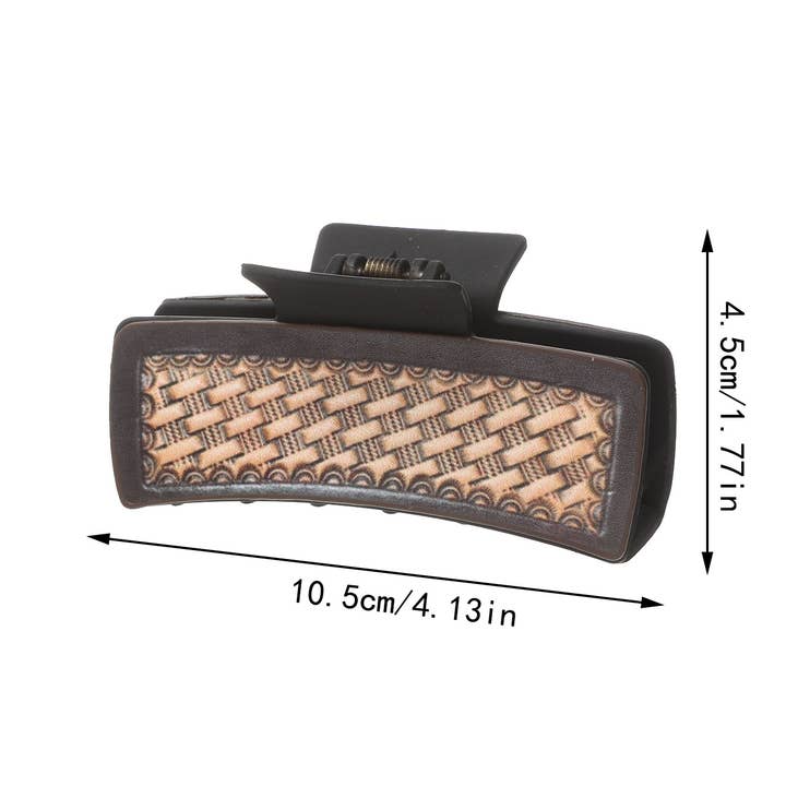 ACCITY - Wholesale Hair Clip - Women's - Sunflower PU Leather Hair Claw, Western Style_CWASC16183