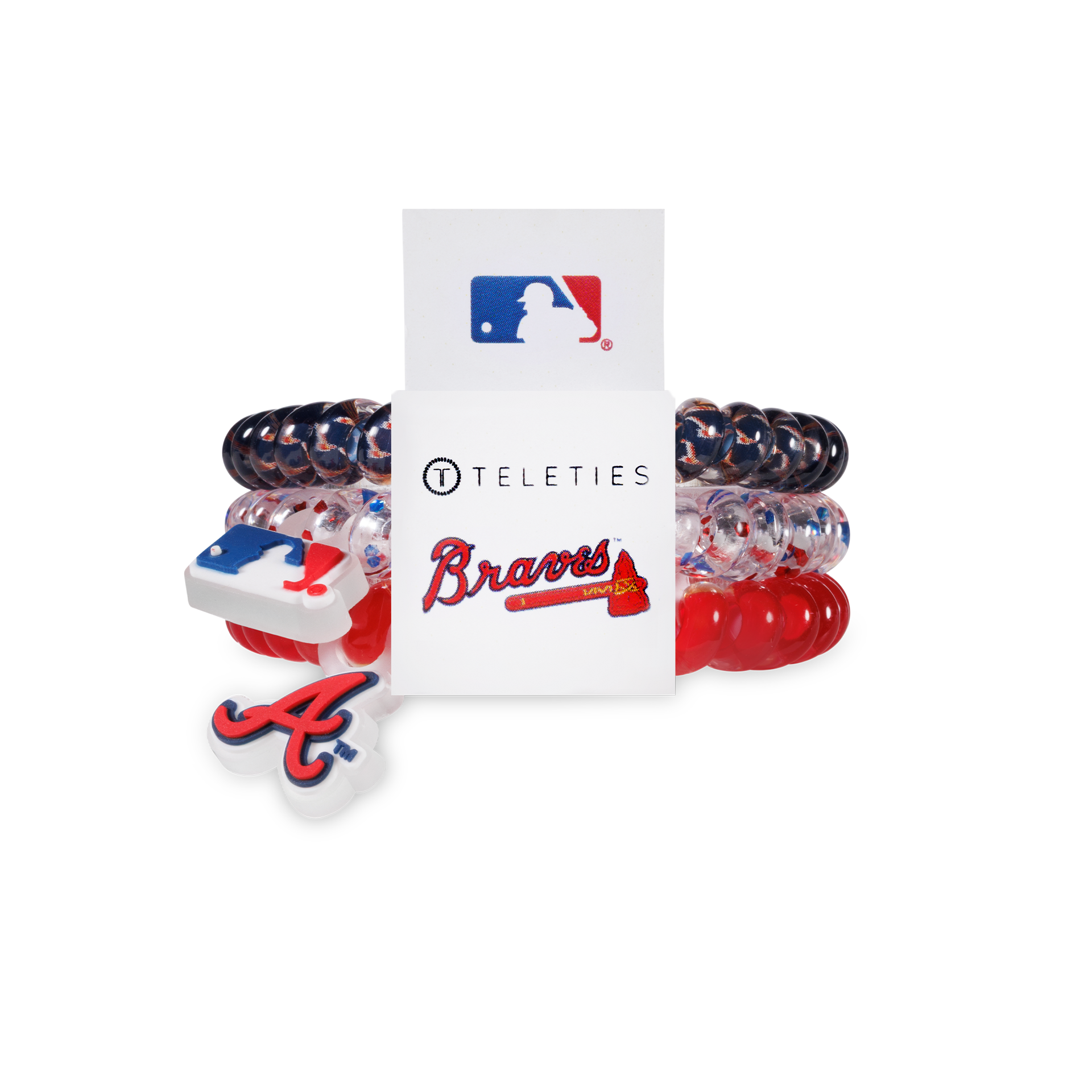 TELETIES - Wholesale Hair Tie - Spiral Hair Coils | Small | Atlanta Braves Hair Ties0
