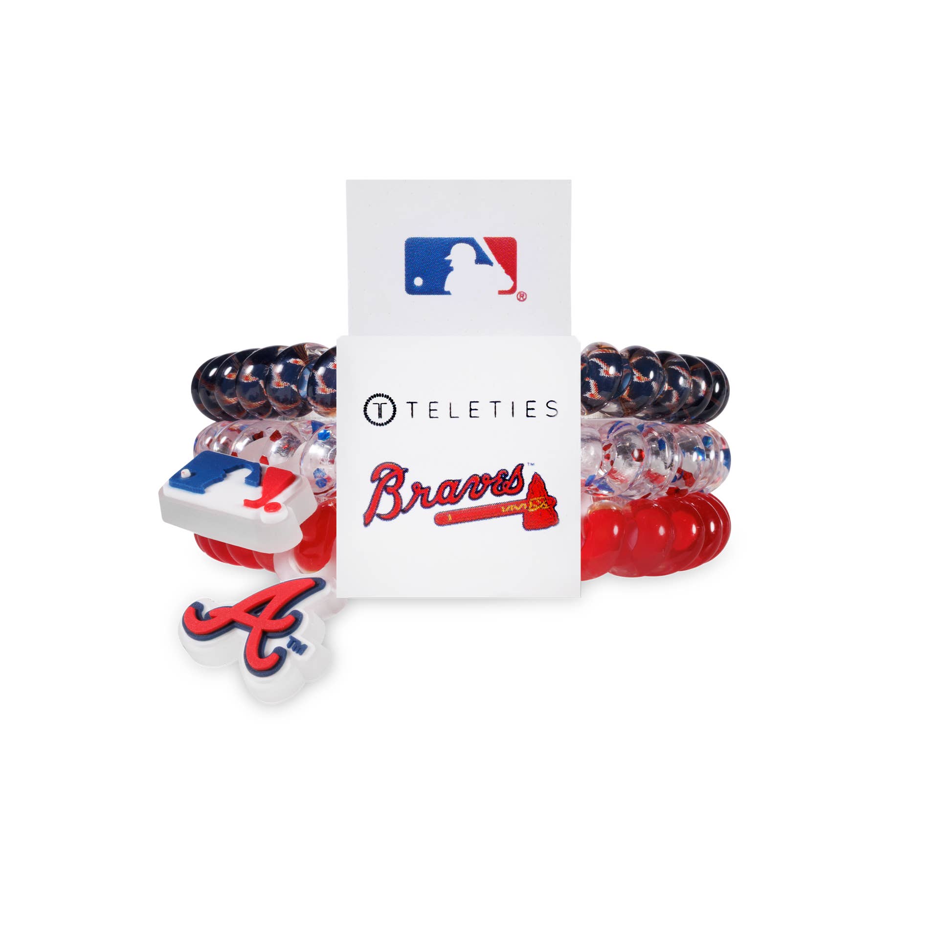 TELETIES - Wholesale Hair Tie - Spiral Hair Coils | Small | Atlanta Braves Hair Ties