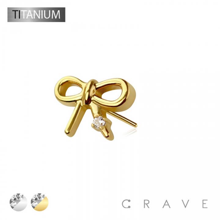 IMPLANT GRADE TITANIUM THREADLESS PUSH IN RIBBON CZ TOP PART for wholesale by CRAVE BODY JEWELRY