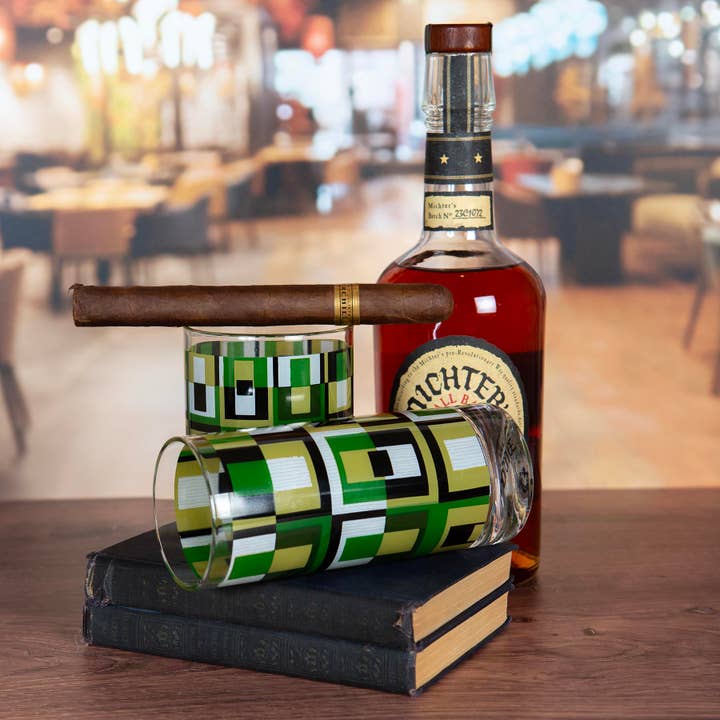 Mod Lounge Paper Company - Vente Serviettes jetables - Serviette à cocktail géométrique carrée en rectangle vert5