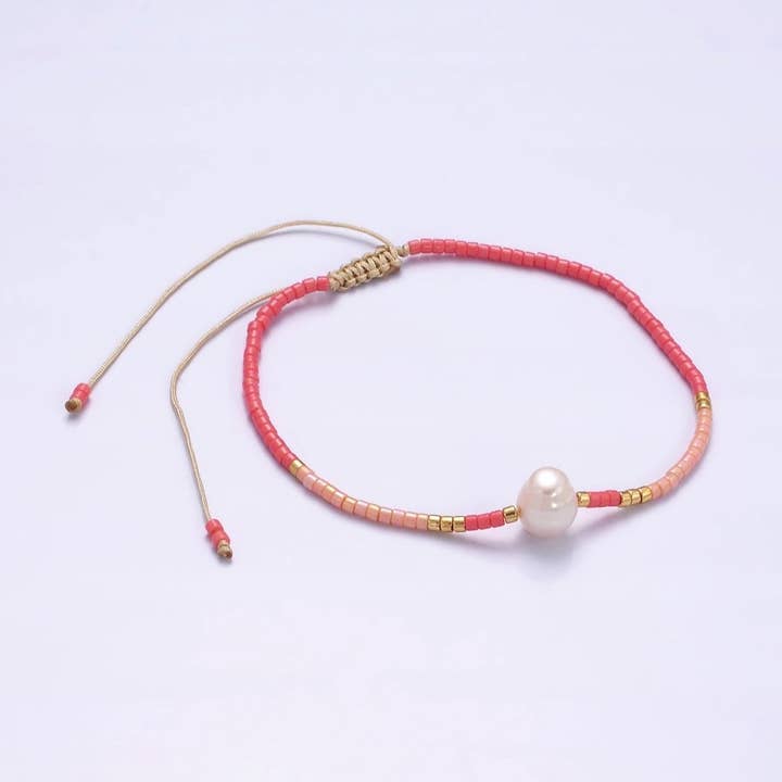 Fijn Schelp Parel Koord Armband Barbie core Roze Goud Cilinder Kralen Verstelbare Armband | WA-2177 Uitverkoop Prijs voor wholesale door Aim Eternal