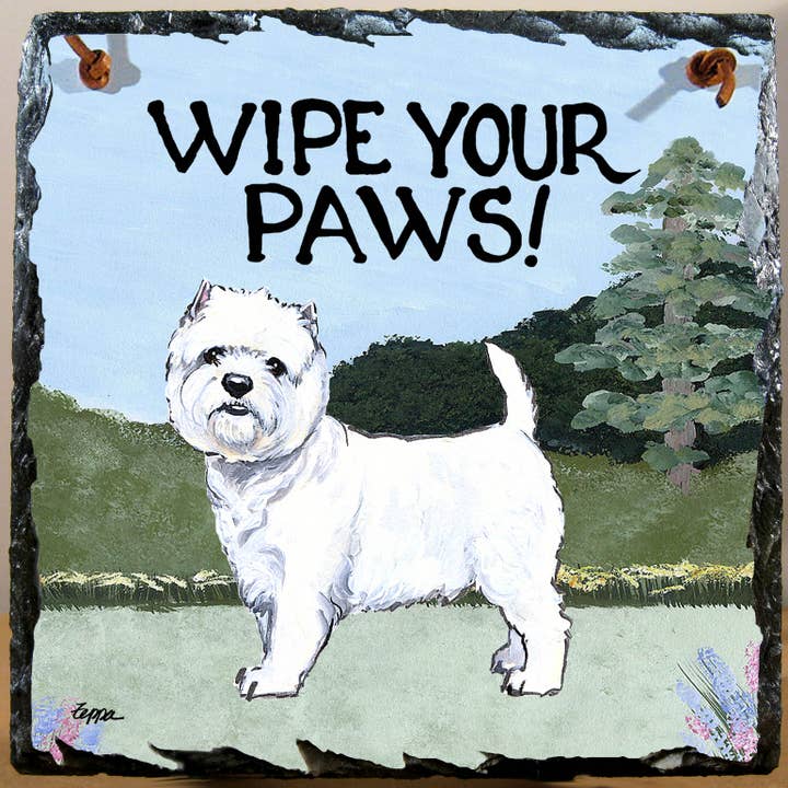 West Highland White Terrier Hanging Slate Tile for wholesale by Zeppa Studios