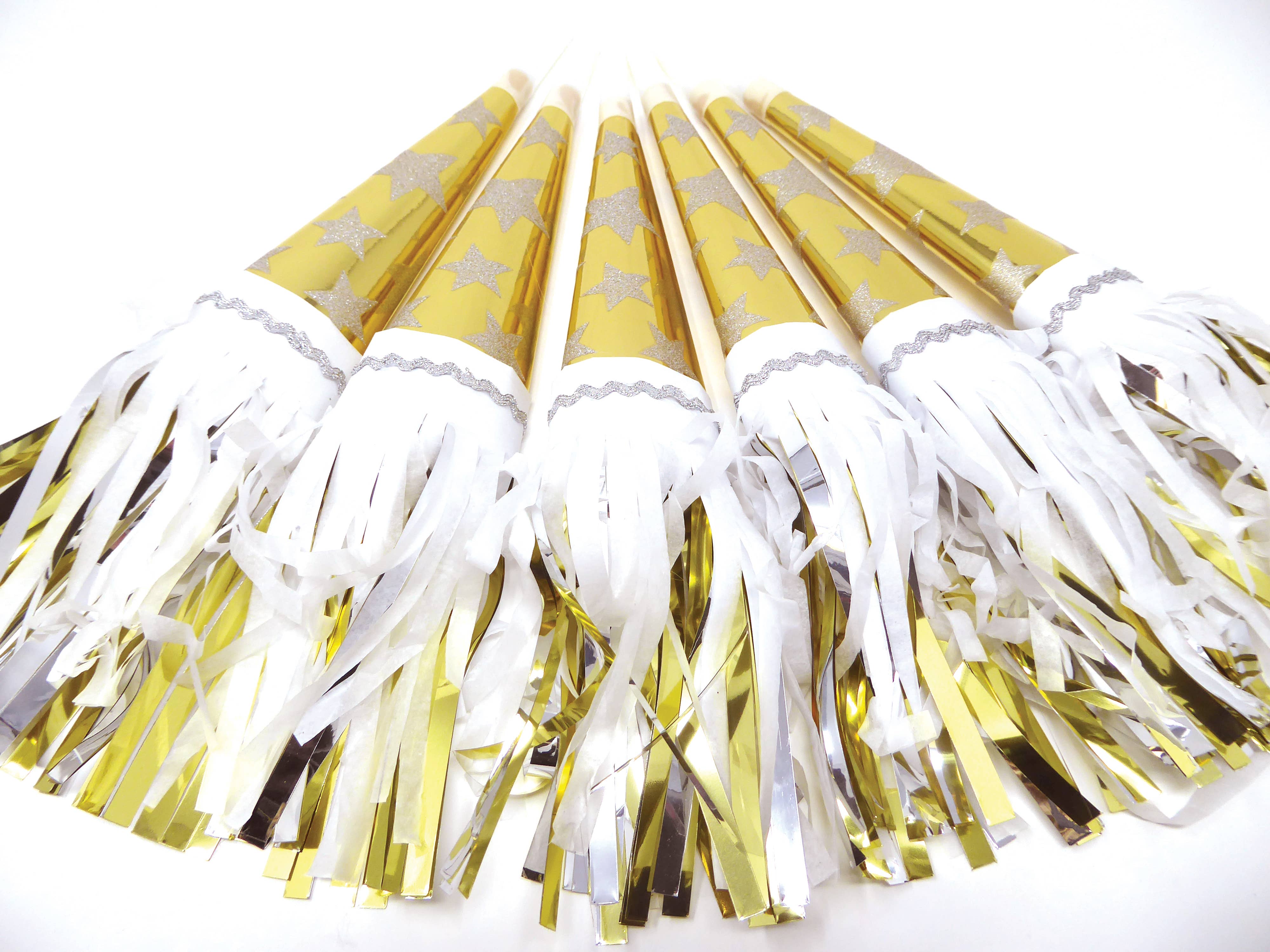 Party Partners - Wholesale Party Favor - Tasseled Party Horns Stars Gold1