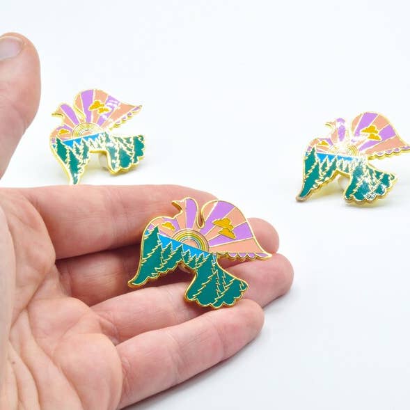 Peace on Earth Dove Hard Enamel Pin for wholesale by Paint My World Rainbow