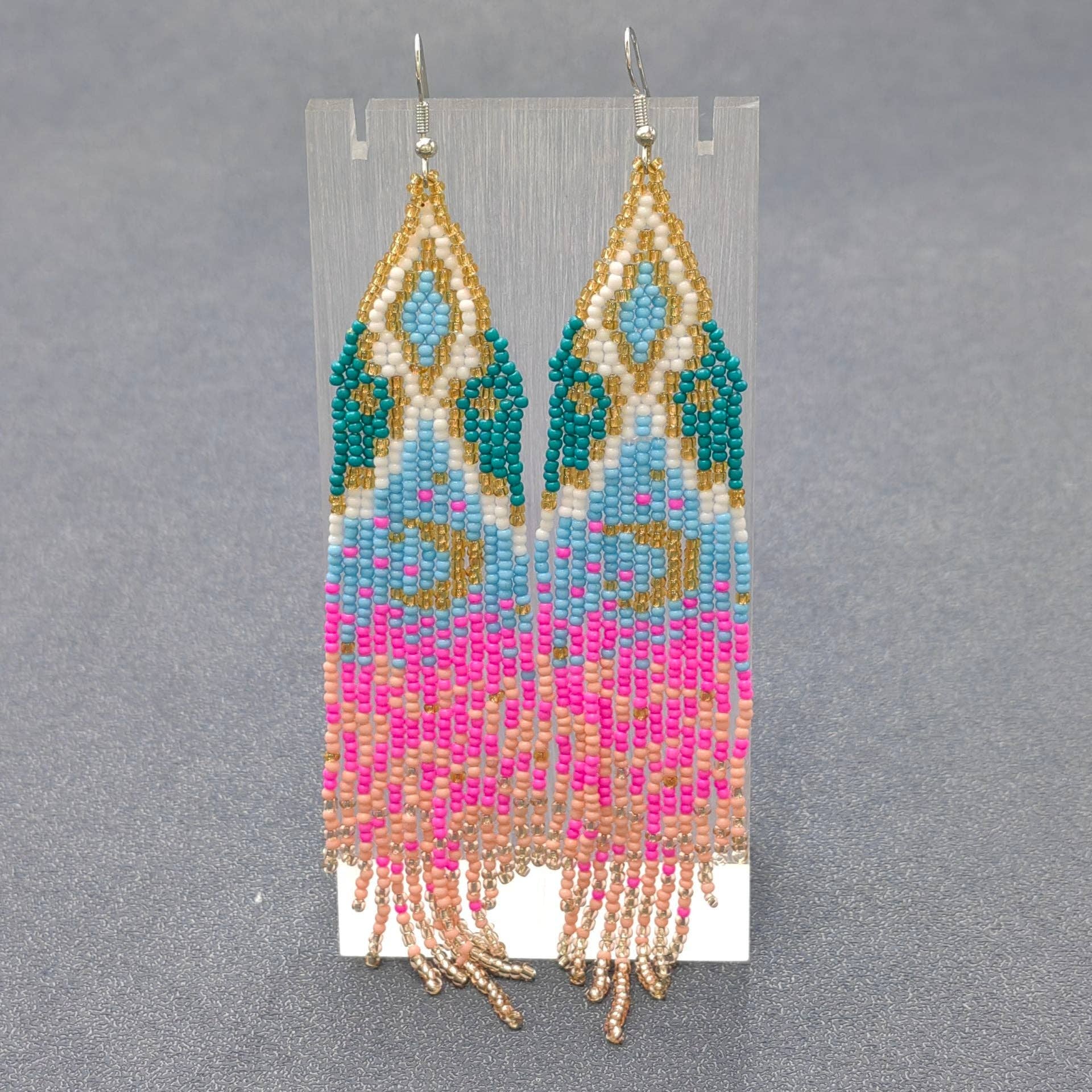 Mio Queena – wholesale Tassel earrings – Boho Starry Sky Seed Beads Fringe Earrings - BJ/SB/MS1