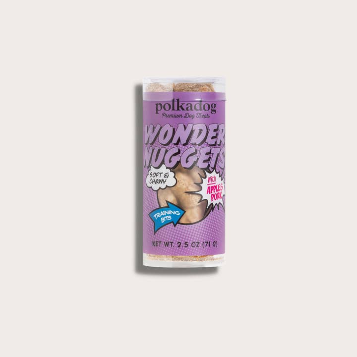 Polkadog Wonder Nuggets Pork & Apple Dog Treats 2.5oz for wholesale by Pet Palette Distribution