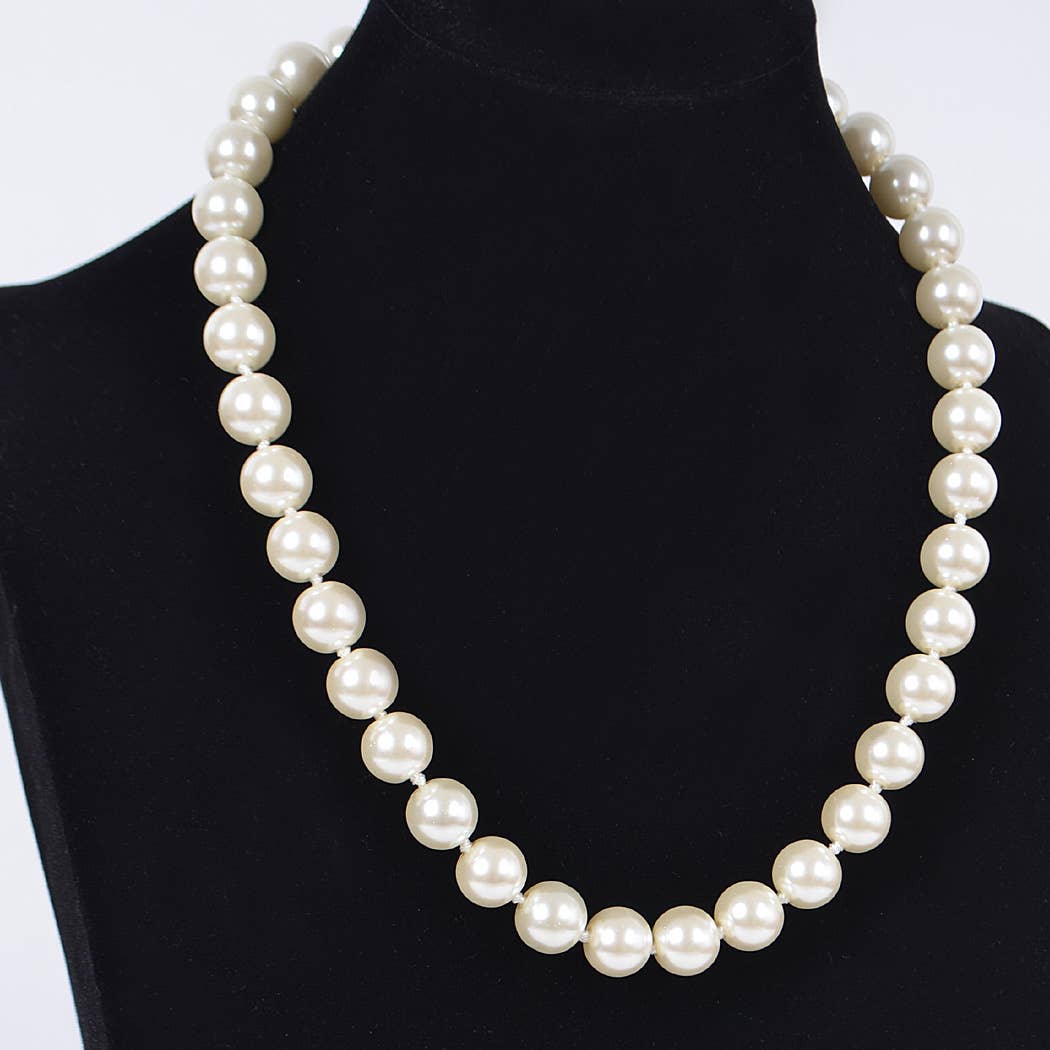 Ivory Simple Pearl Bead Lined Necklace for wholesale on Faire1