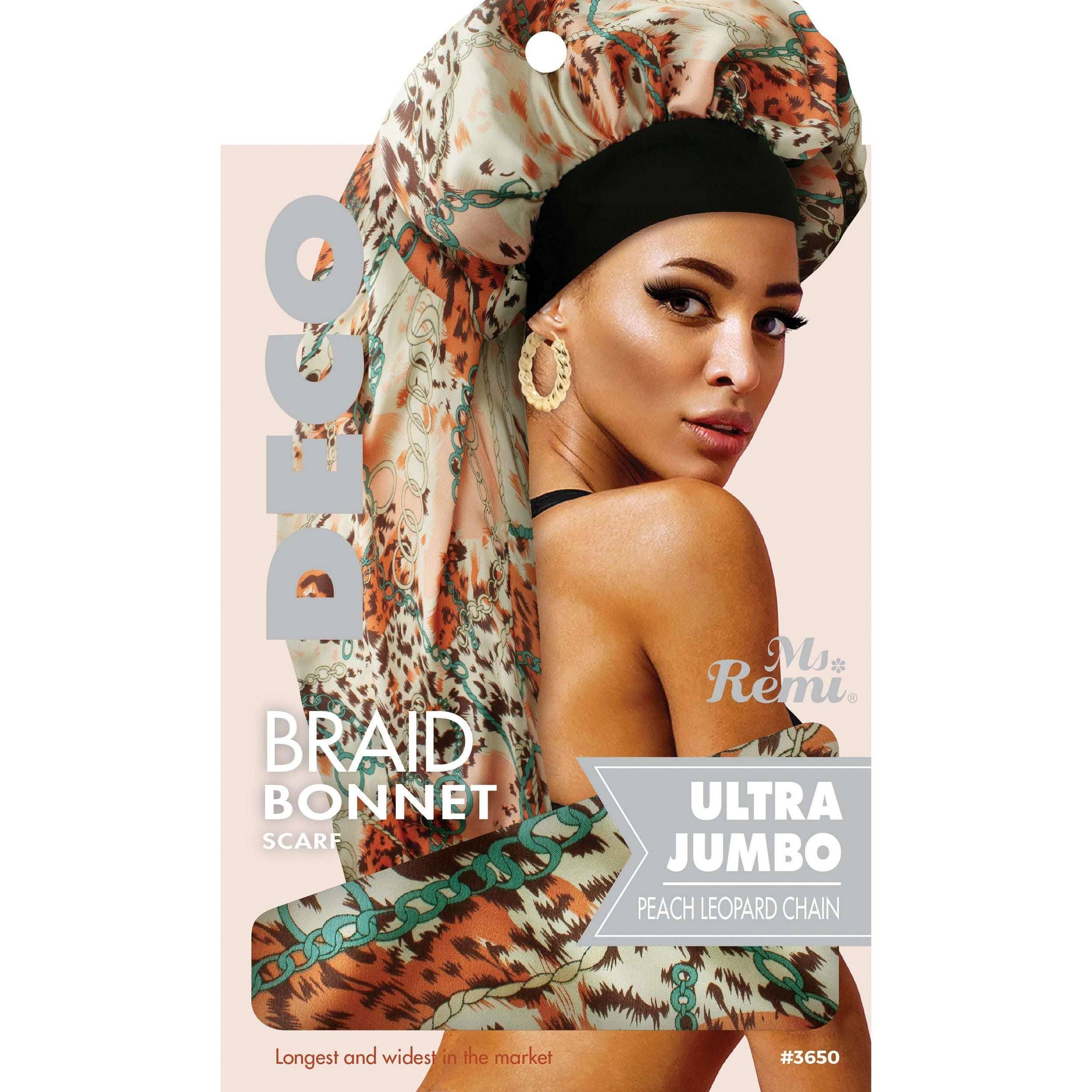 Annie International, Inc. - Wholesale Sleep Cap / Bonnet - Women's - Ms. Remi Deco Silky Wide Edge Braid Bonnet Ultra Jumbo Leopa2