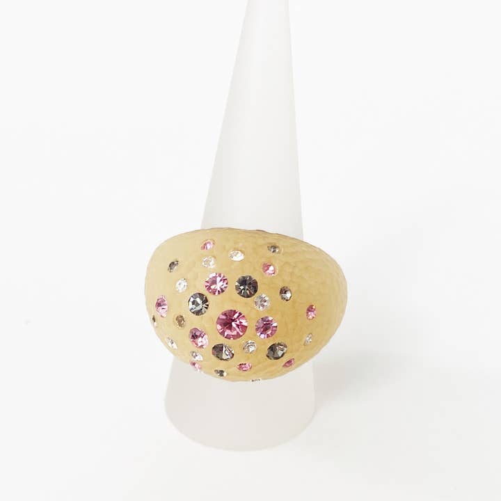 Colorful Swarovski Crystals Dome Ring in Champagne for wholesale by Gold & Honey